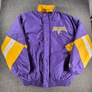 Vintage Starter Minnesota Vikings Jacket Mens Large Purple Gold Puffer NFL 90s